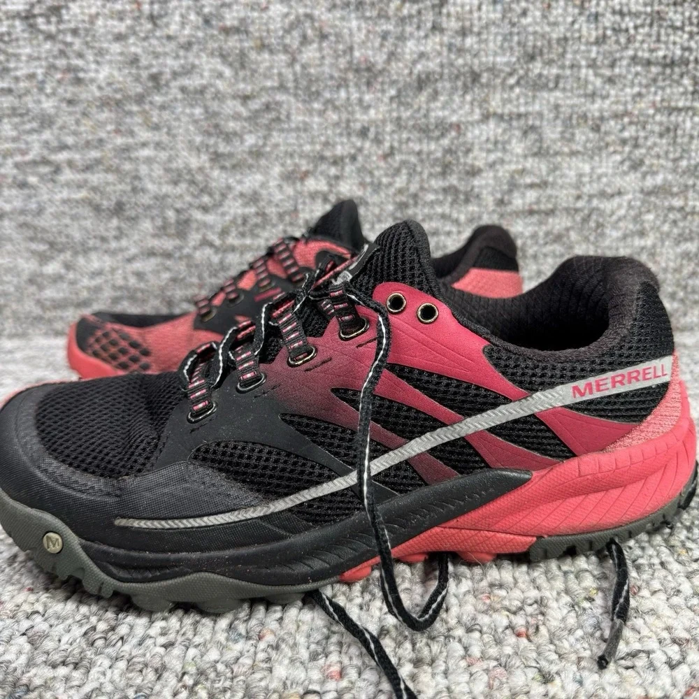 Merrell Shoes Womens 8 All Out Charge Trail Running Hiking Black Red J03962
